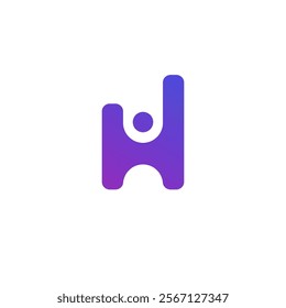 Letter H Human Logo Vector Illustration