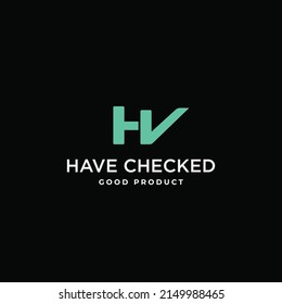 Letter H or HV with check mark logo design concept