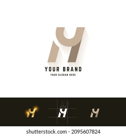 Letter H or HY monogram logo with grid method design