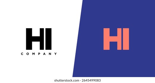 Letter H and I, HI logo design template. Minimal monogram initial based logotype.