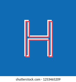 letter H icon constructed with lines, notice effect neon vector