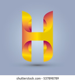 Letter H icon design and elegant typographic concept. gradient red and yellow