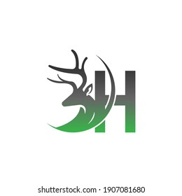 Letter H icon logo with deer illustration design vector