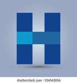 Letter H icon and logo template. Flat design and elegant typographic. Blue
