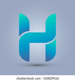 Letter H icon and logo template. New design and elegant typographic concept. blue