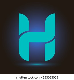 Letter H icon and logo template.  New  Flat design and elegant typographic concept. blue sky