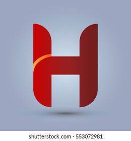 Letter H icon and logo template.  New design and elegant typographic concept. One line yellow. red