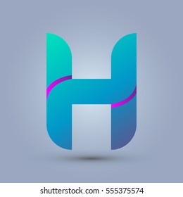 Letter H icon and logo template.  New design and elegant typographic concept. Two line purple. blue