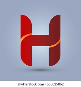 Letter H icon and logo template.  New design and elegant typographic concept. Two line yellow. red