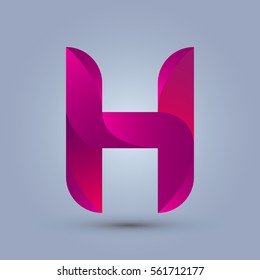 Letter H icon and logo template.  New design and elegant typographic concept. twisted, red and purple