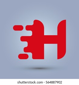 Letter H icon and logo template.  New Flat design and elegant typographic concept. spread the font. red