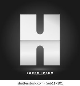 Letter H icon and logo template. Flat and elegant typographic. white paper concept