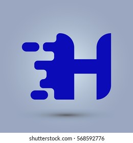 Letter H icon and logo template.  New Flat design and elegant typographic concept. spread the font. Blue