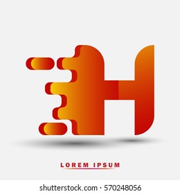 Letter H icon and logo template. Elegant typographic design. Spread the font. brown and yellow