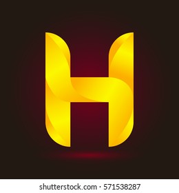 Letter H icon and logo template.  New design and elegant typographic concept. twisted, yellow