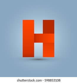 Letter H icon and logo template.  New design and elegant typographic. orange ribbon