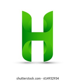 Letter H icon and logo template. elegant typographic with twisted green