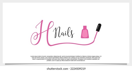 letter h with icon nail polish logo design template