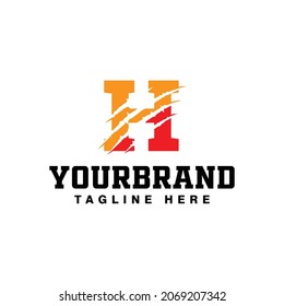 Letter H icon, scratch effect. modern template logo design