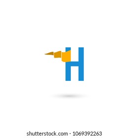 Letter H icon with a simple flag. Can be adapt to Corporate identity, logo, icon, symbol and brand identity.