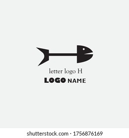 letter h illustration of a simple fish bone logo. vector design