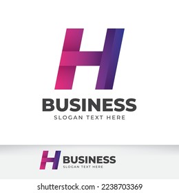 Plantilla de ilustración de letra H, diseño de logotipo de letra profesional simple con estilo de color degradado