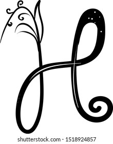 Letter H, illustration, vector on white background.