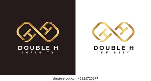 Letter H Infinity Logo design and Premium Gold Elegant symbol for Business Company Branding and Corporate Identity