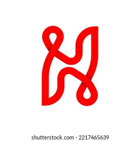 Letra H signo de infinito. Letra roja cíclica H. Lote natural interminable moderno. Diseño corporativo de logo futurista.