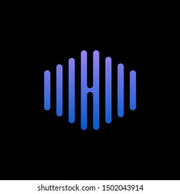 letter H  for information technology and digital. minimalist letter H for sound music equalizer icon. audio logotype Unique and simple element. -vector
