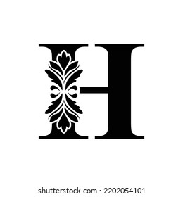 Letter H Initial Black Flower Letters Stock Vector (Royalty Free ...