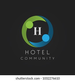 Letter H initial, colorful unity concept logo icon vector template