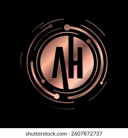 Letter A H Initial Cooper Color Cyber Multimedia Logo