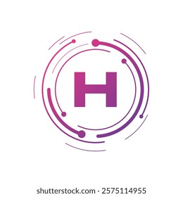 Letter H Initial Cyber Multimedia Logo