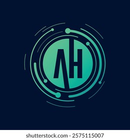 Letter A H Initial Cyber Multimedia Logo