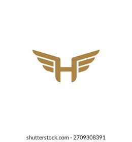 letter H initial flying with wings logo icon vector template