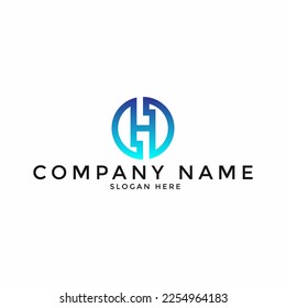 letter H initial gradient monogram alphabet logo design with circle