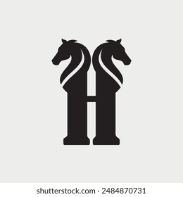 Letter H Initial Horse Logo Design. It would be perfect for an equestrian or any horse related businesses.