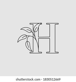 Letter H Initial Logo Icon Monogram Nature Leaves Template Design