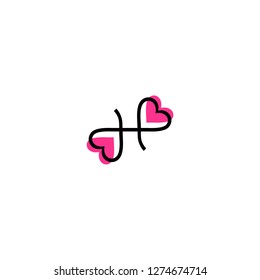 letter H initial logo love vector