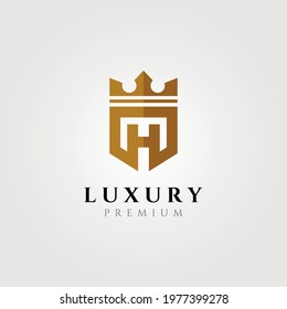 letter h initial logotype with crown vector symbol illustration design
