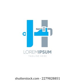 Letra H Llave de tubería inicial Diseño Vector Icono Ilustración de emblema gráfico Ilustración