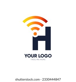 Letter H Initial Signal Logo Design Vector Icon Graphic Emblem Illustration Background Template