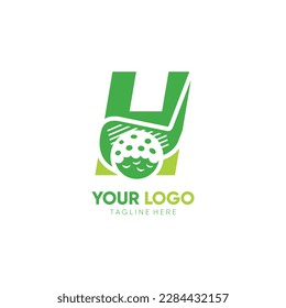 Letter H Initial Stick Golf Logo Design Vector Icon Graphic Emblem Illustration