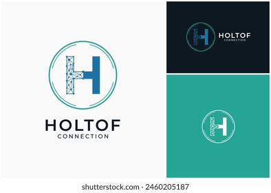 Letter H Initial Technology Digital Connection Network Analytics Vector Logo Design Illustration