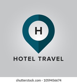 Letter H Initial. Travel Logo Vector Template.