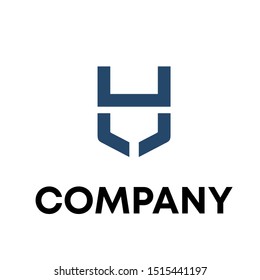 letter H initial unique and abstract line vector illustration