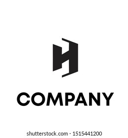 letter H initial unique and abstract line vector illustration