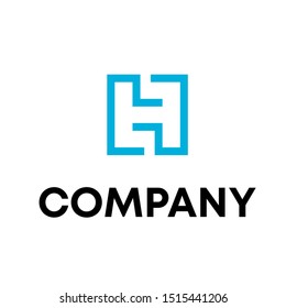letter H initial unique and abstract line vector illustration