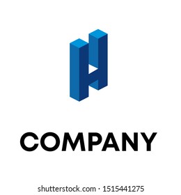 letter H initial unique and abstract line vector illustration